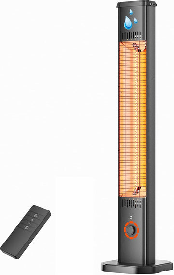 Outdoor Heater 1500W, 8H Timer, Waterproof, Infrared Electric Wall-Mounted Patio Heater, 8 Levels Heating for Garage