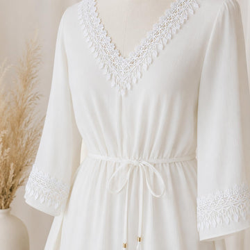 2.76 Inch White Lace Fringe Trim, Venice Lace Trim for Sewing