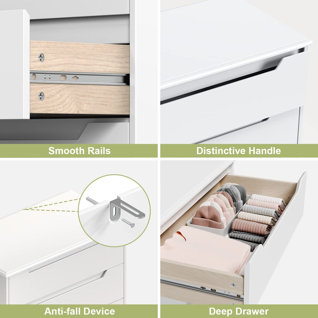 4 Drawer, Sturdy White Chest of Drawers, White