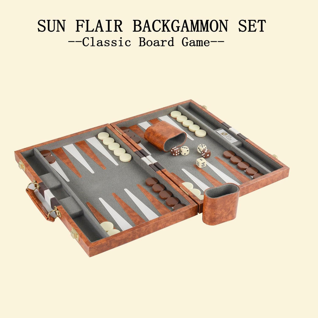 Backgammon Set - 11 Inch Backgammon Sets for Adults, Folding Classic Board Game with Premium Leather Case, Best