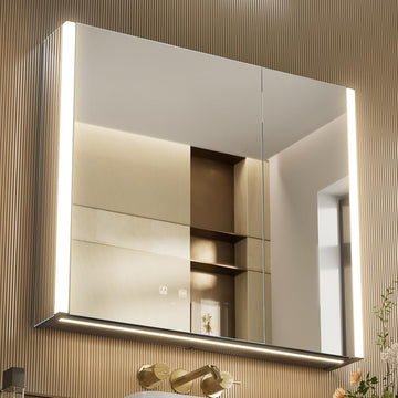 31x28 Inch Two Doors Aluminum LED Bathroom Medicine Cabinet with Mirror