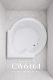 Tubs - CW6464 - Modern Acrylic Fiberglass Soaking Corner Bathtub - Drop in White Curved Rounded Acrylic Corner Bath