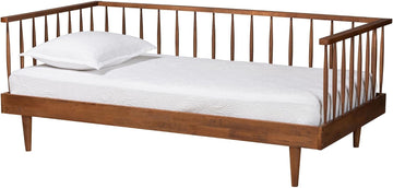 Matilda Mid-Century Modern Ash Walnut Finished Wood Twin Size Daybed