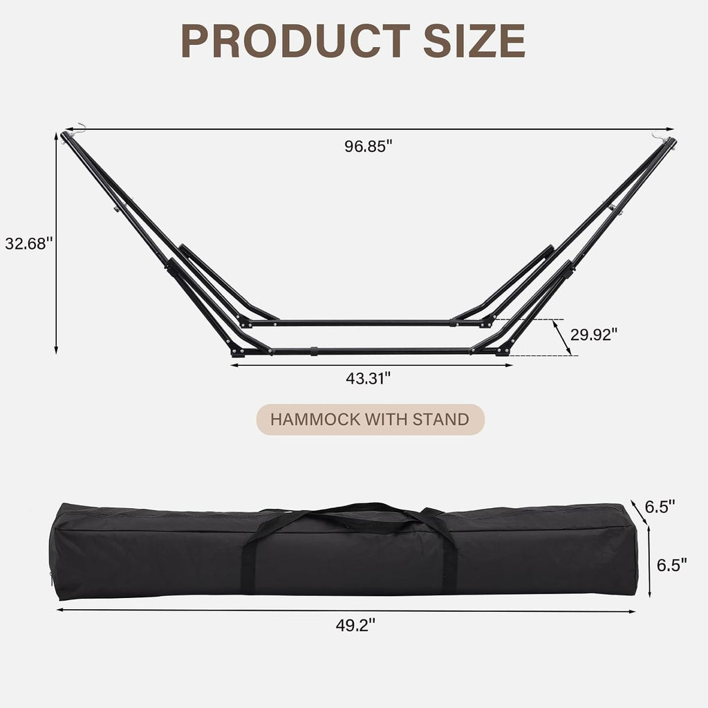 2 in 1 Hammock with Stand, Outdoor Hammock Swing Chair with Portable Heavy Duty Stand, Multi-Functional Hammock Stand
