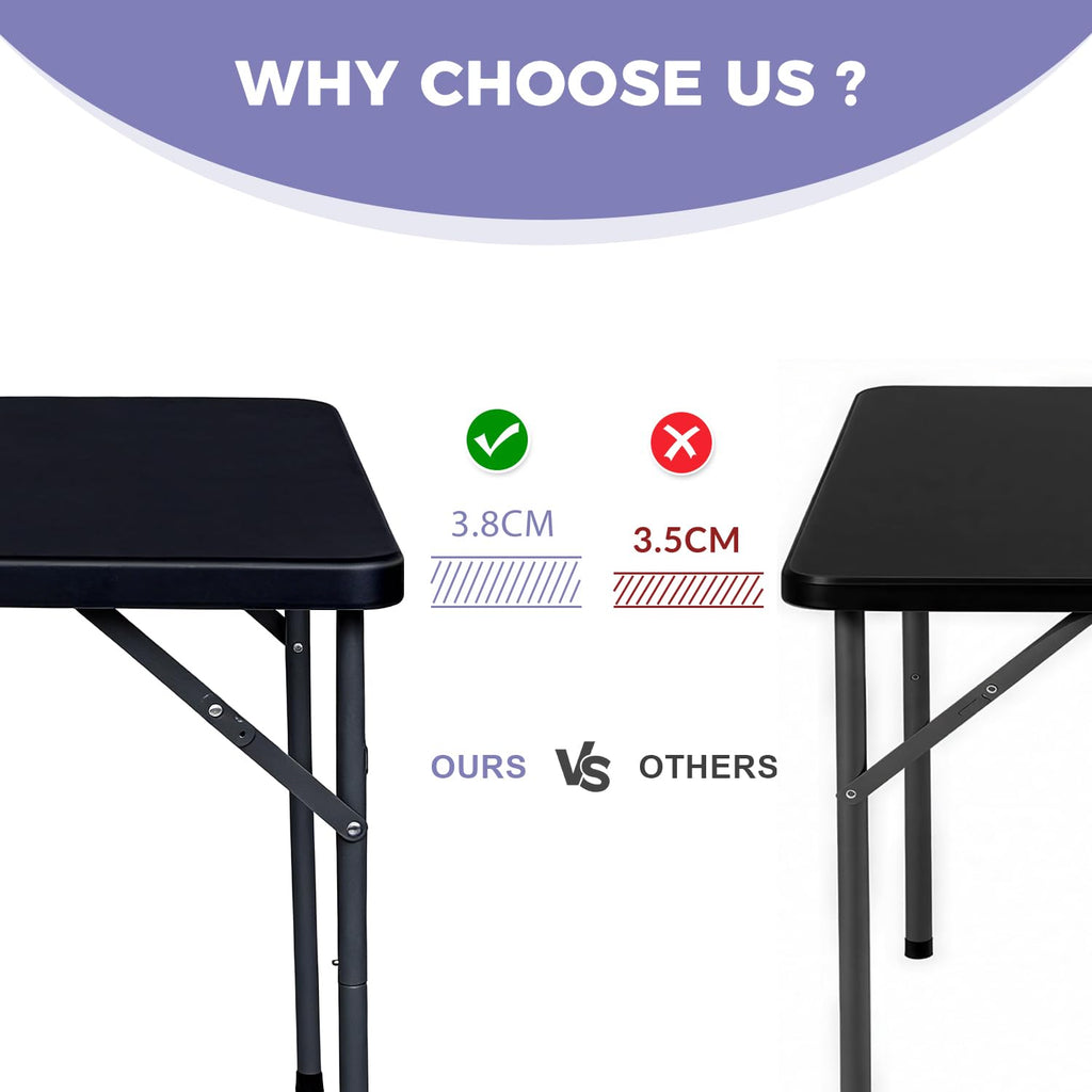 34" Square Folding Card Table, Fold in Half Heavy Duty Portable Table with Removable Legs and Carrying Handle, White