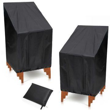 Outdoor Chair Covers 2Pack, 25x25x47" High Back, Black