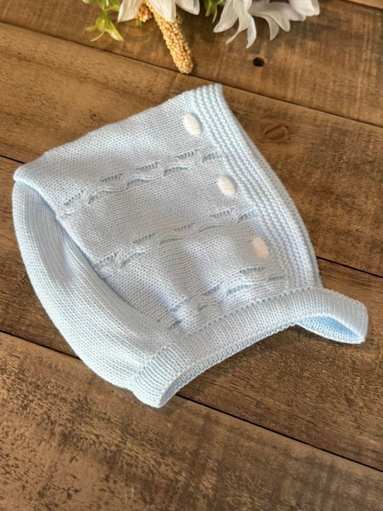 Boy Knitted Outfit Piece Sweater, Footed Pants and Hat Set Newborn Infant Long Sleeve - Made in Spain