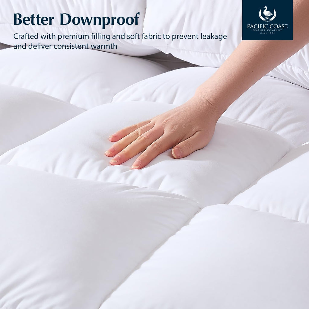 Luxury White Goose Feather Down Fiber Comforter King, All Season Hotel Collection Duvet Insert, Ultr
