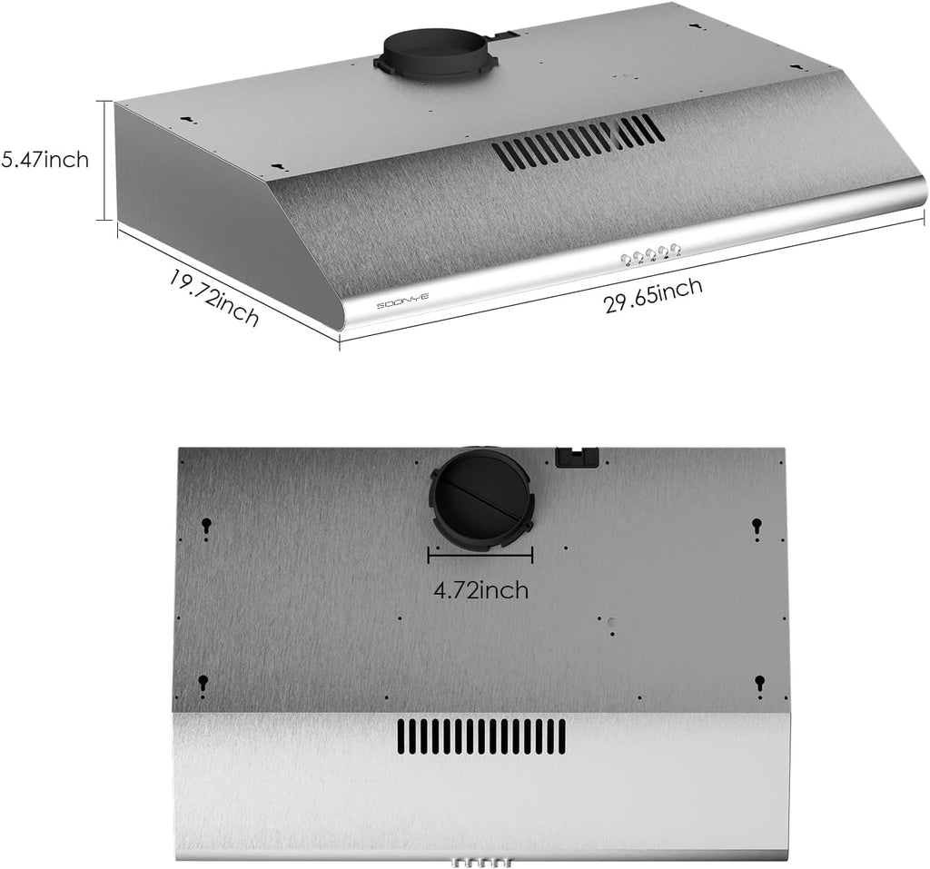 36 Inch Stainless Steel Wall Mount Range Hood 900 CFM 4 Speed Gesture & Touch Control Convertible Ducted/Ductless