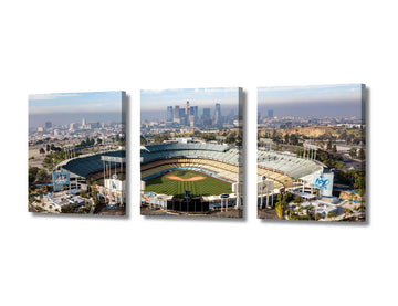Los Angeles California Panoramic Skyline Cityscape Aerial over Dodger Stadium Painting Decor HD Prints on Canvas