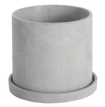 7 Inch Plant Pot Indoor, Grey Cement Garden Planters with Drain Hole & Saucer Tray, Modern Succulents Containers