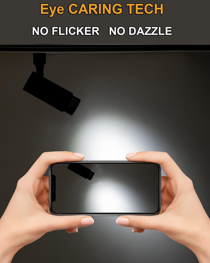 Zoomable LED Track Lighting Heads,2700K-6500K Stepless Dimming H Type Dimmable Rail Ceiling Track Lights Fixtures