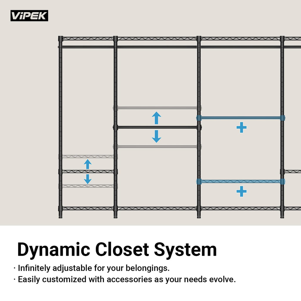 V5 Heavy Duty Clothes Rack, Freestanding Modular Closet System, Black