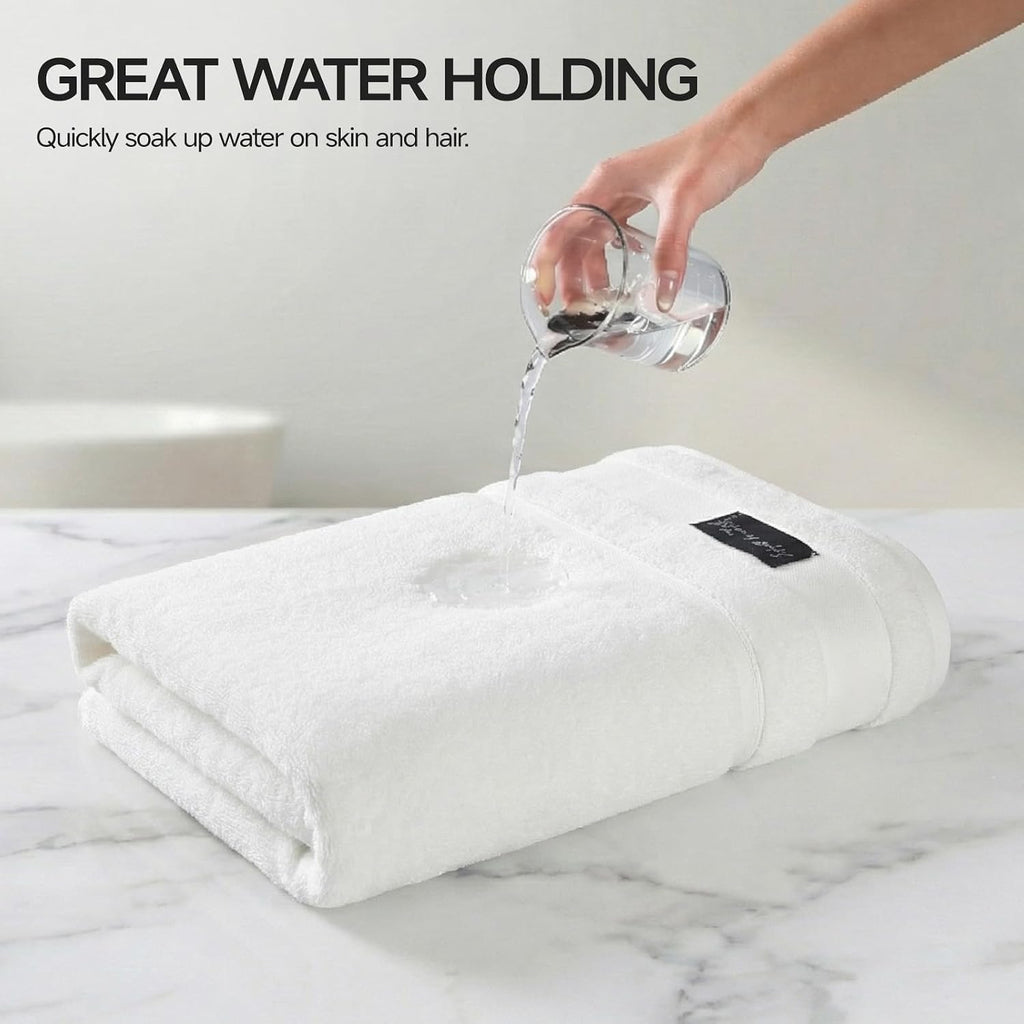 Luxury White Bath Towels Set of 2, 100% Cotton 760GSM Heavyweight Bath Sheets, 31 x 63 Inch Oversized Large Bath