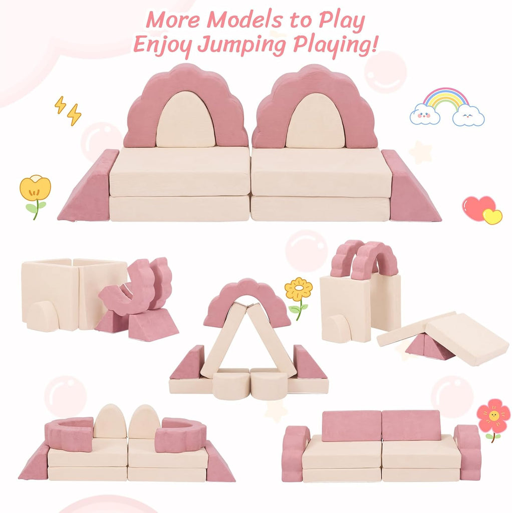 Kids Couch 10PCS, Modular Kids Play Couch (Medium Size)