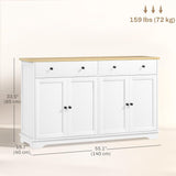 Sideboard Buffet Cabinet with Storage, 55" Modern Kitchen Cabinet with 4 Doors, 2 Drawers and 2 Adjustable Shelves