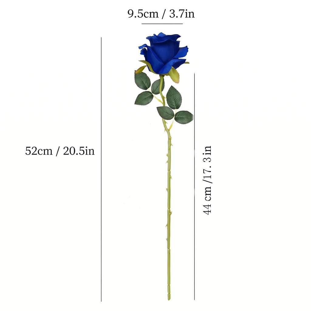 10Pcs 21.2" Artificial Roses with Long Stems (Royal Blue)