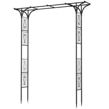 8FT Garden Arch Arbor Steel Trellis for Climbing Plant Outdoor Wedding Gate
