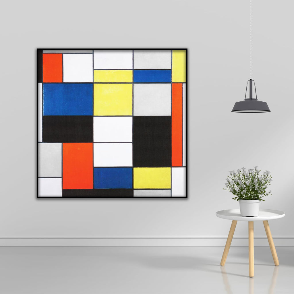 Piet Mondrian Poster - red yellow blue poster - Famous Geometric Canvas Wall Art Decor - Art Creation Poster