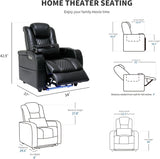 Home Theater Seating Seats, Game Movie Theater Chairs Theater Recliner Sofa with 7 Colors Ambient Lighting