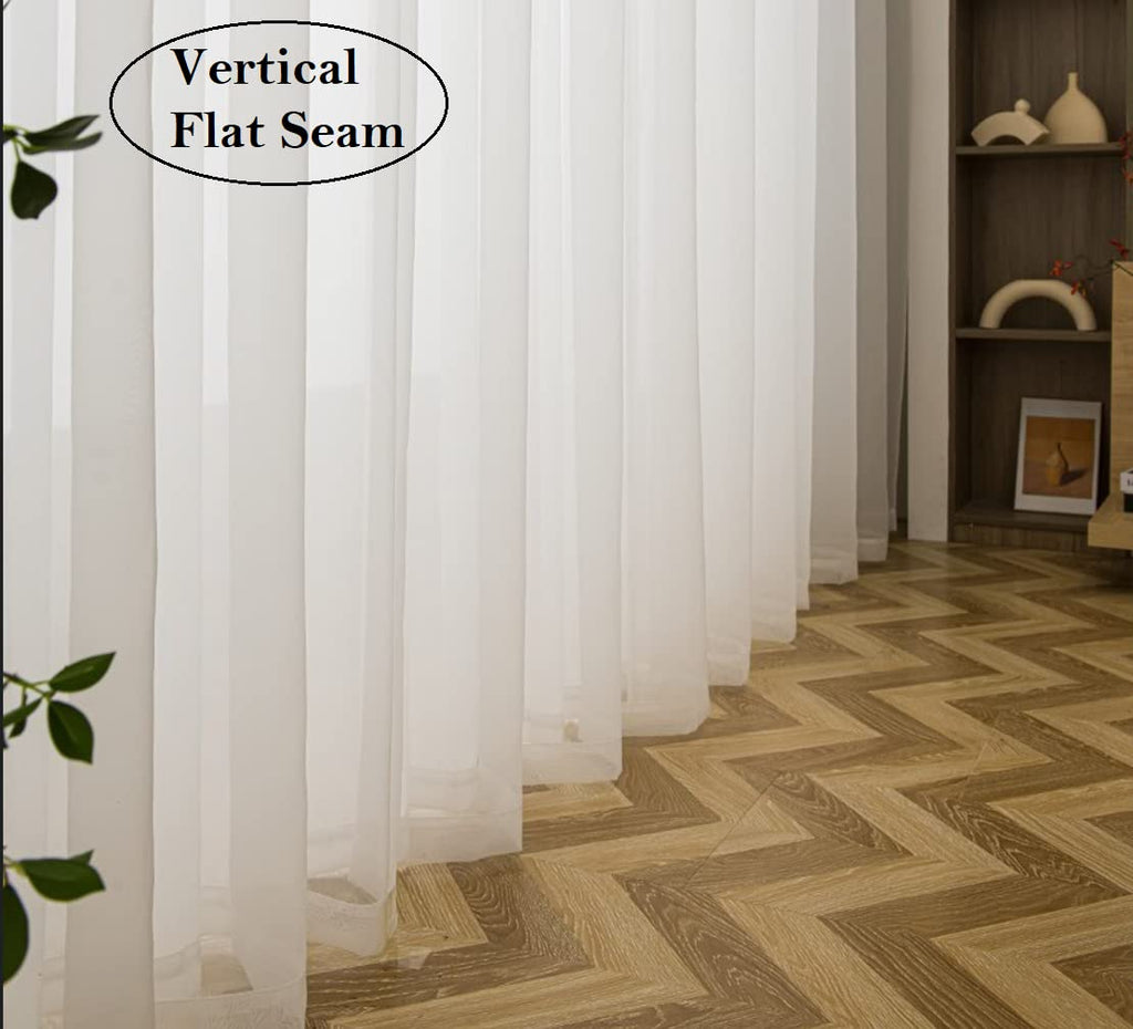 PI Sheer Cafe Curtains 108 Inches Long, Ring Top Hazy Aesthetic Window Draperies for Cafe/Restaurant 2 Panels (W52 X