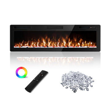 60 Inch Electric Fireplace Ultra-Thin Wall Mounted Fireplace