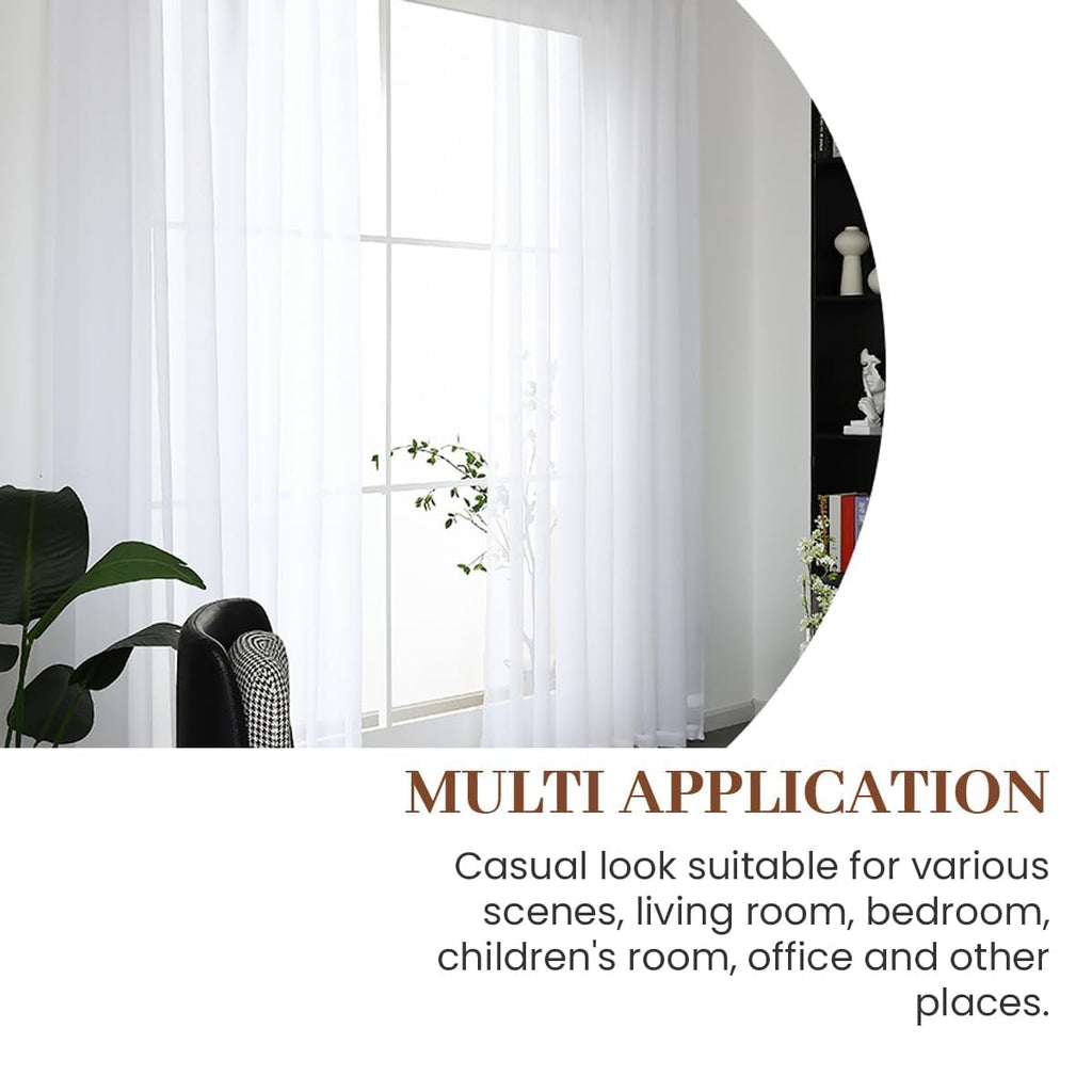 Rod Pocket Solid Sheer Curtains, White, 72" W x 84" L