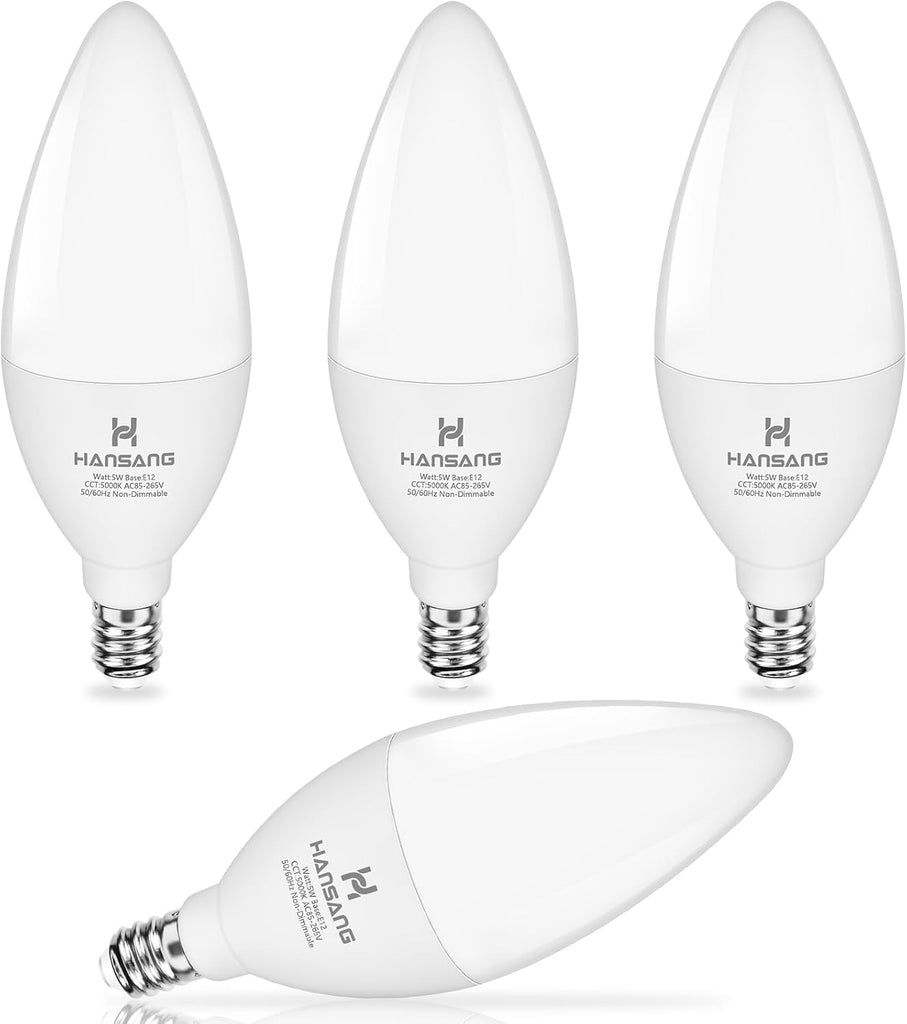 E12 LED Ceiling Fan Light Bulbs 60W Equivalent 5000K Daylight