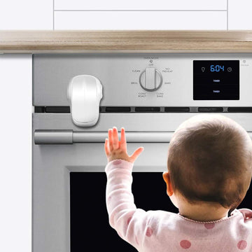Child Safety Heat-Resistant Oven Door Lock, Oven Front Lock for Kids Easy to Install, Use Adhesive,No Screws or Drill