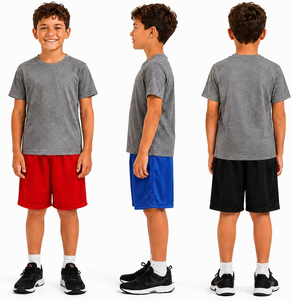Boys Basketball Shorts 3 Pack Performance Active Mesh Shorts