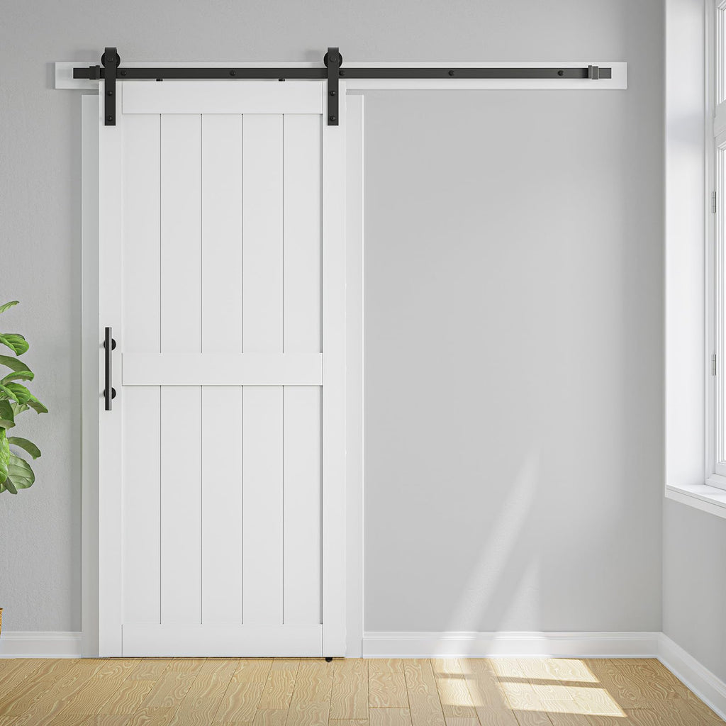 48 x 84 in Manufactured Paneled Wood Barn Door with Installation Hardware