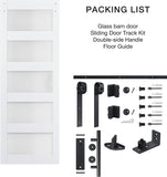 32in x 84in 5-Panel Sliding Glass Barn Door with 6ft Hardware Kit Included, Easy Assembly with Pre-D