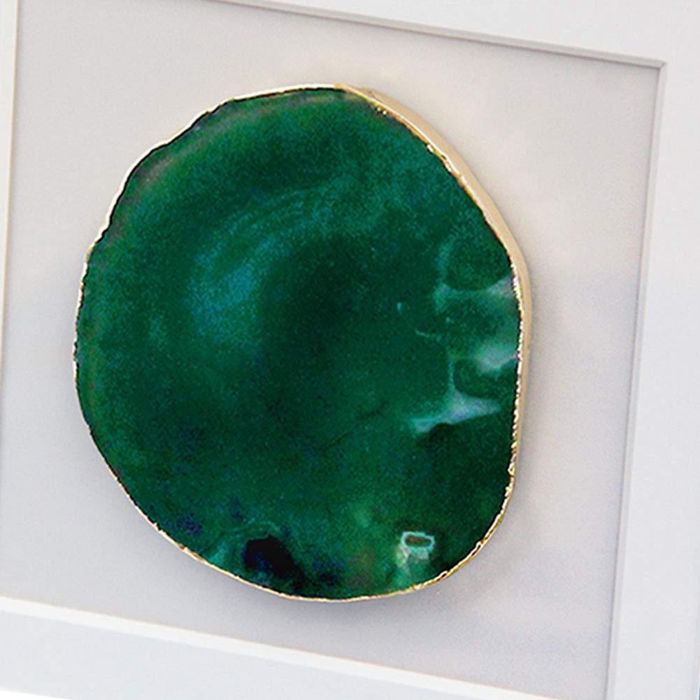Handmade 40x40cm Gold Edge Agate 3d Wall Art with Shadow Box Frame Front Glass Bedroom Decoration