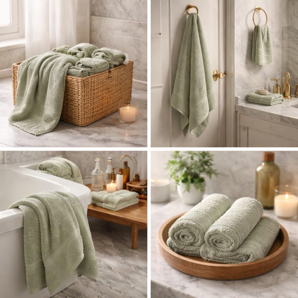 Egyptian Giza Cotton Towel Set, Pistachio, Double Set | 100% Egyptian Giza Cotton, 600 GSM Double Twisted Yarns