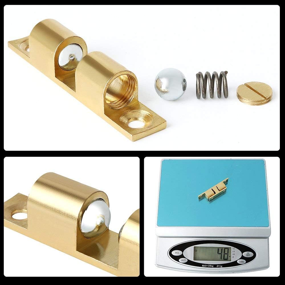50mm Furniture Cabinet Door Brass Dual Ball Roller Catch Latch 10 Pcs