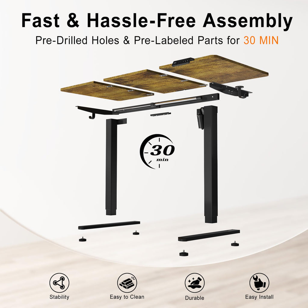 55 Inch Height Adjustable Standing Desk, Dark Walnut