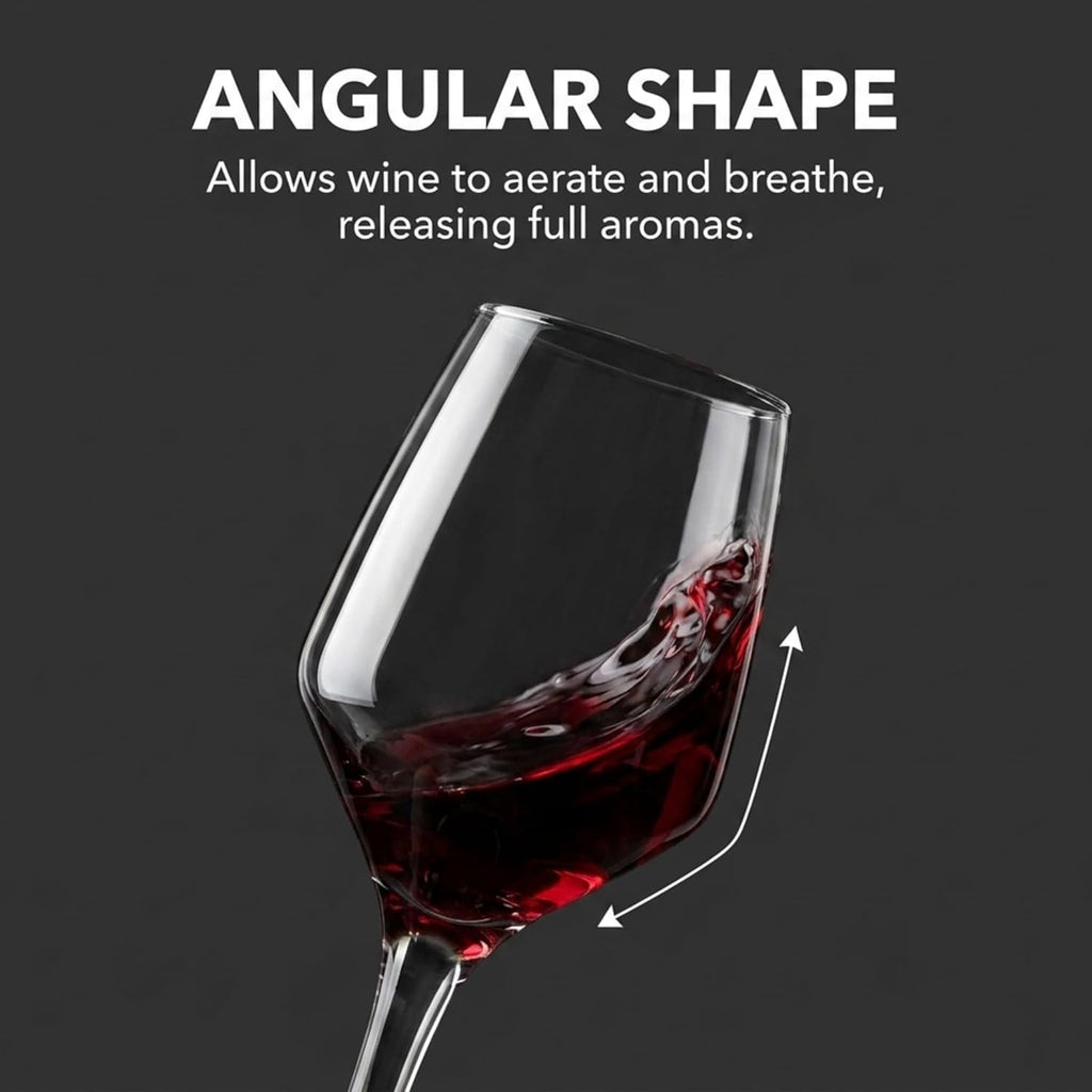 Wine Glasses, Italian Made Red Wine Glasses, Wine Glass, Stemmed Drinking Glasses, Glass Cups - Made in Italy, 15oz
