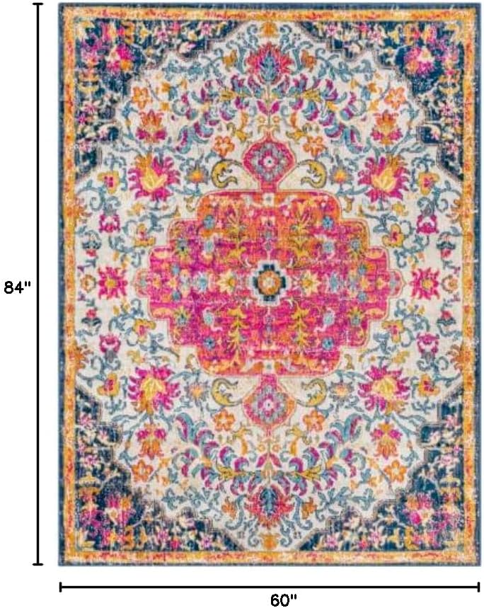Carldale Vintage Medallion Area Rug,Pink