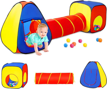 Kids Play Tent with Ball Pit and Crawl Tunnel Toddlers Playhouse Gift Toy