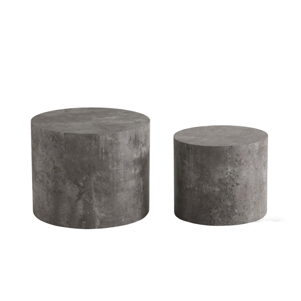Nesting Coffee Table Set of 2, Modern Round Wooden Coffee Tables, Accent End Side Table for Small Space Living