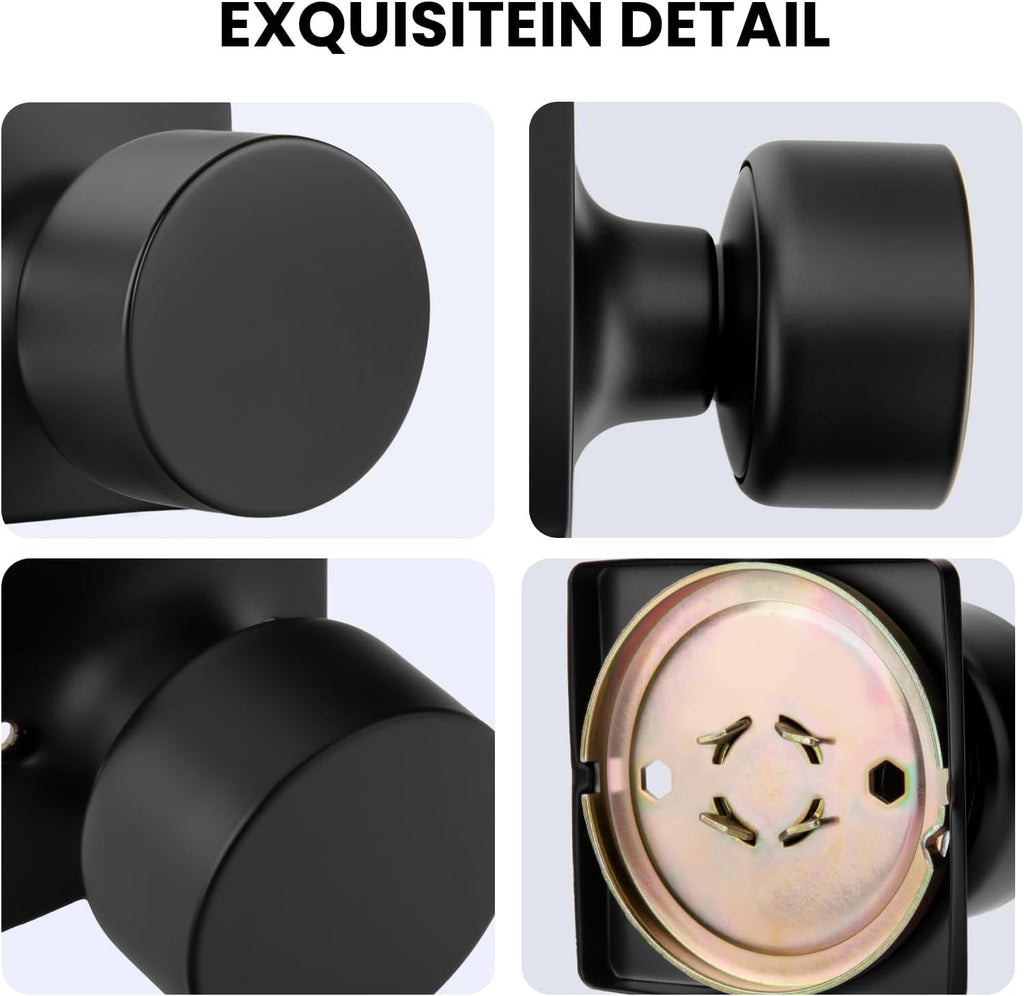Matte Black Dummy Door Knobs No-Function, Single-Side Black Door Knobs for Handle, Closet Door Knob Pull/Handle