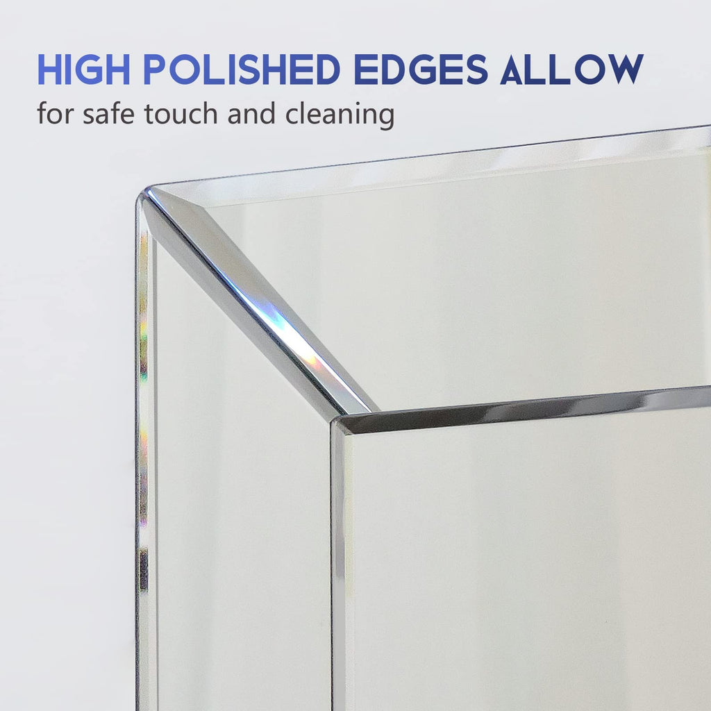 Wall Mirror, 24" x 36" Rectangular Frameless Vanity Mirror, Polished Beveled for Over Sink
