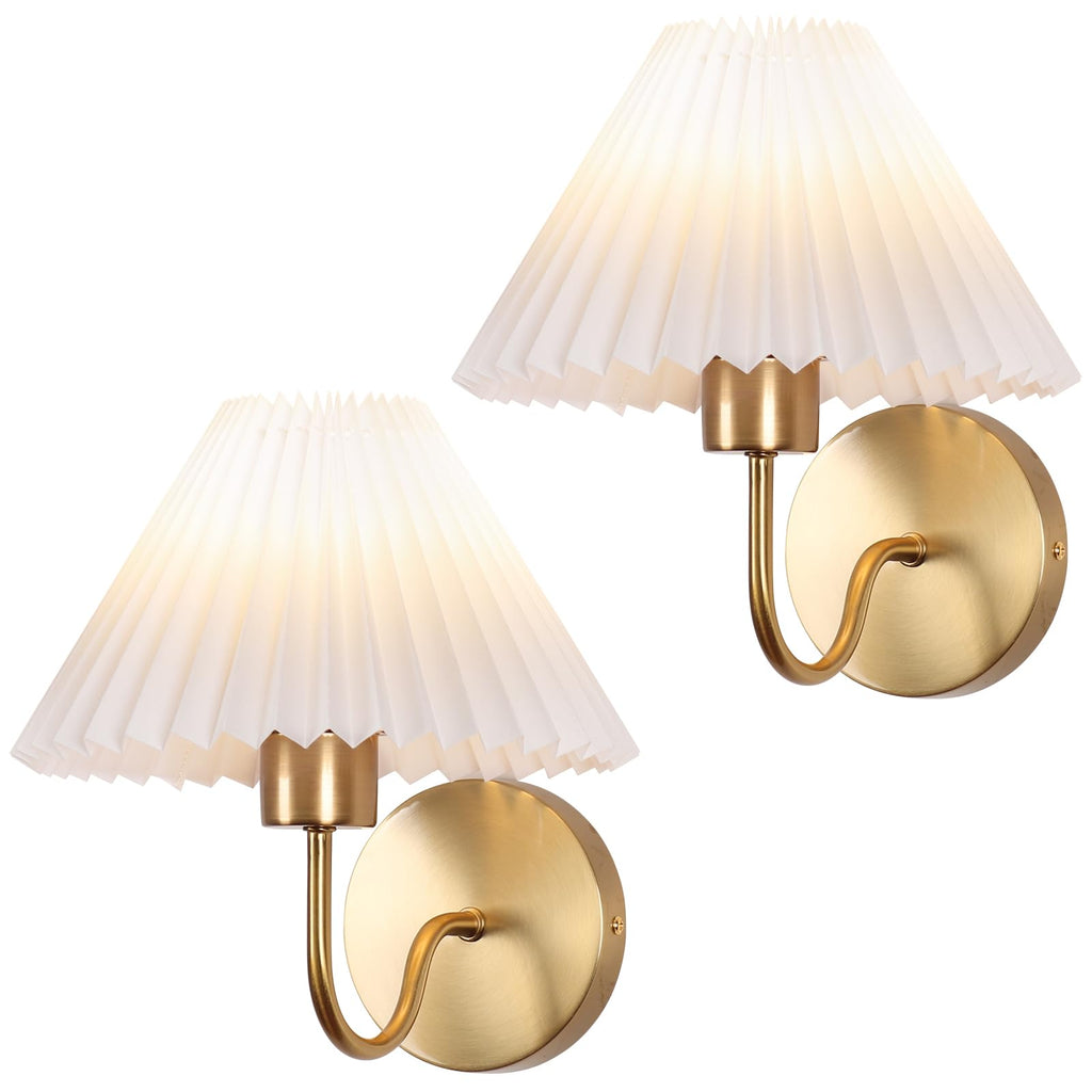 Wall Sconces Sets of 2, Golden Plug in Wall Sconces with Switch for Dresser, Classic Cord Wall Lamp Living Room