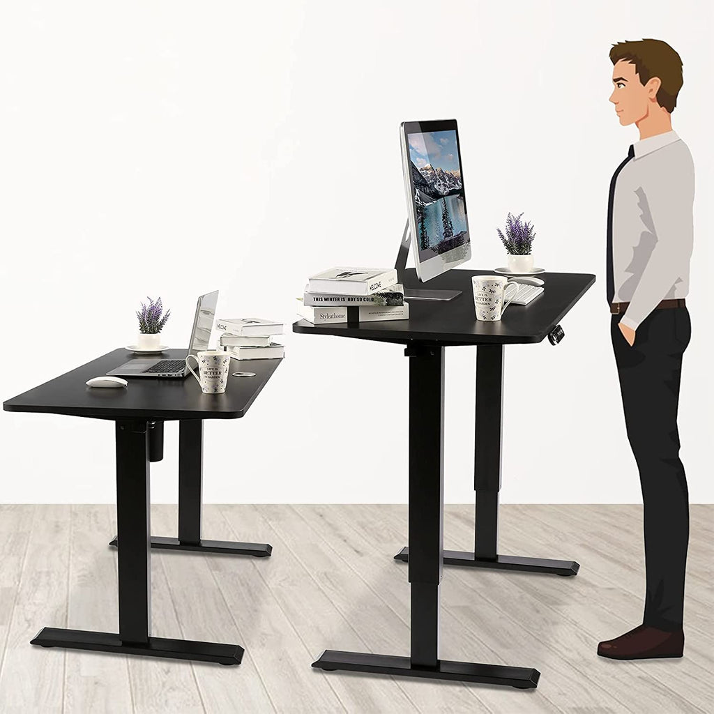 48'' X 24'' Standing Desk Adjustable Height, Ergonomic Home Office Computer Workstations with Wheels, Double Hooks, 4