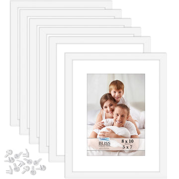 8x10 Picture Frames with Removable Mat to 5x7 Image - White, 12 Pack - Modern Style Engineered Wood Frames Table Top