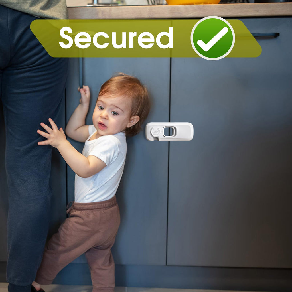 5 Pack Fridge Locks for Kids, Child Proof Refrigerator Lock with Sticky Adhesive Pads, Fridge Child Locks, RV
