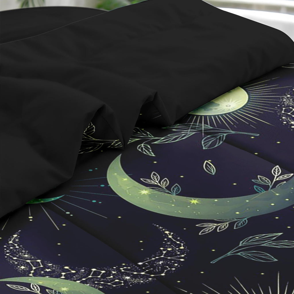Queen Comforter Set with Sheets, 7 Pieces Witchy Green Boho Bedding