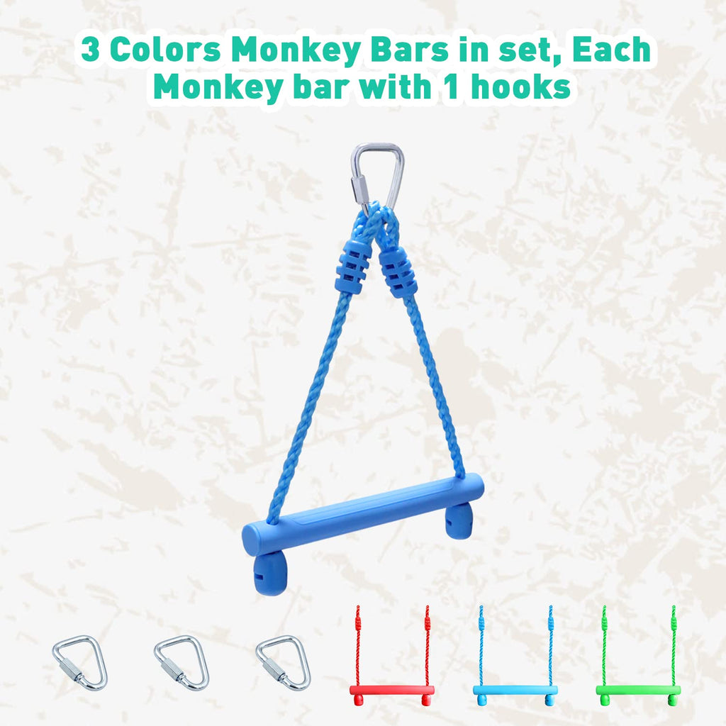 3-Pack Ninja Monkey Bars, Trapeze Swing Bars for Kids