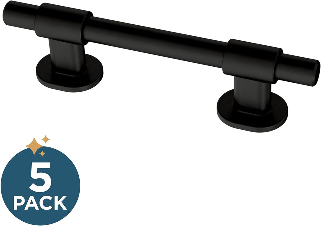 5 Pack Matte Black Cabinet Handles Adjustable Drawer Pulls Knobs Dressers and Cupboards Fits 1-3/8 to 4 Inch (35