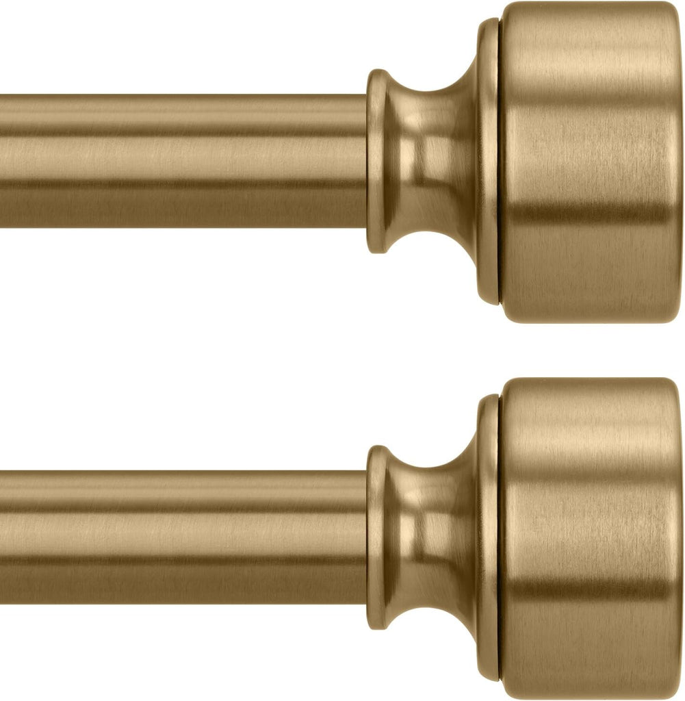 2 Pack Warm Gold Curtain Rod for Windows, Heavy Duty Brass Curtain Rod, 1" Diameter Adjustable Gold